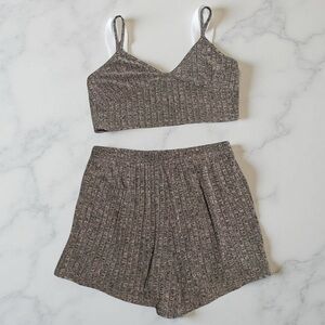 Cozy Ribbed Dark Gray Sleepwear Set